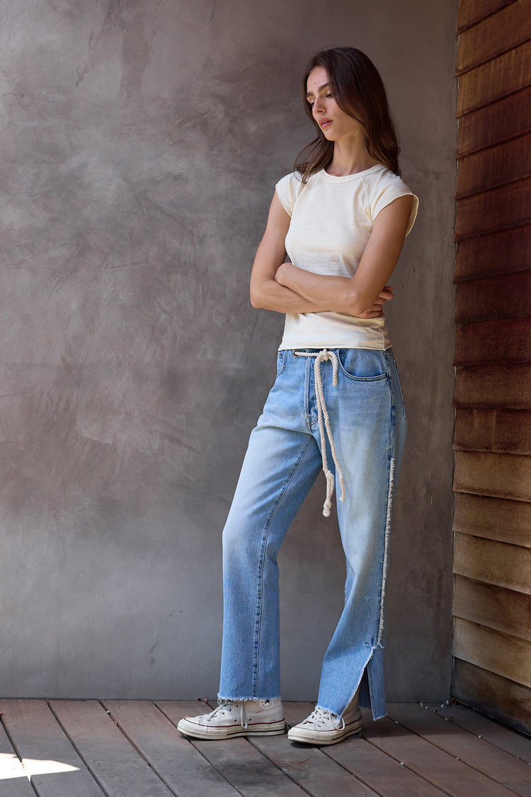 NSF Penny Relaxed Tie Waist Jean - Baja Wash