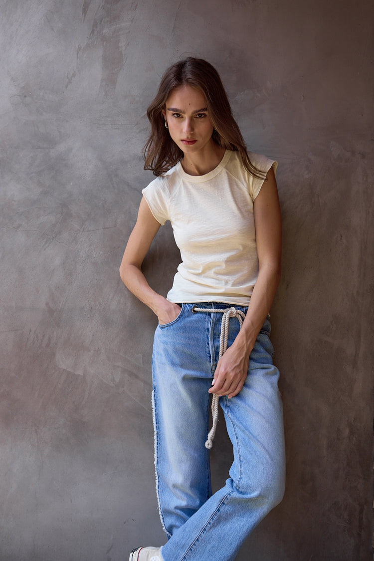 NSF Chloe Fitted Slub Jersey Muscle Tee - Lemonade