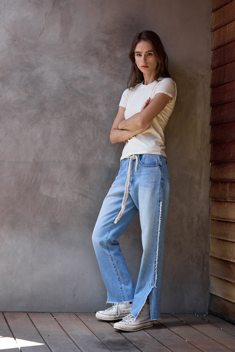 NSF Penny Relaxed Tie Waist Jean - Baja Wash