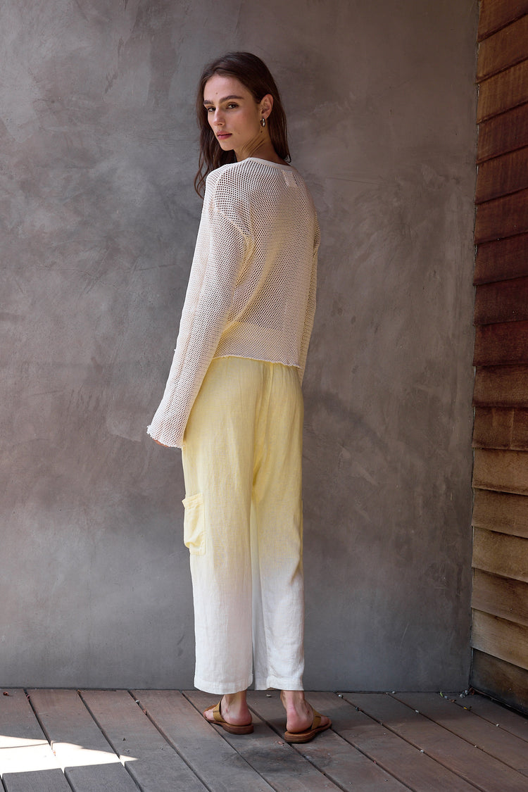 NSF Shailey Paperbag Waist Linen Viscose Pant - Lemon Ombre