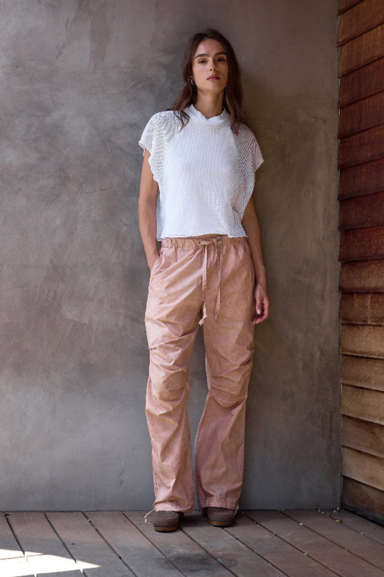 NSF Danny Relaxed Mineral Print Drawstring Pant - Rosy