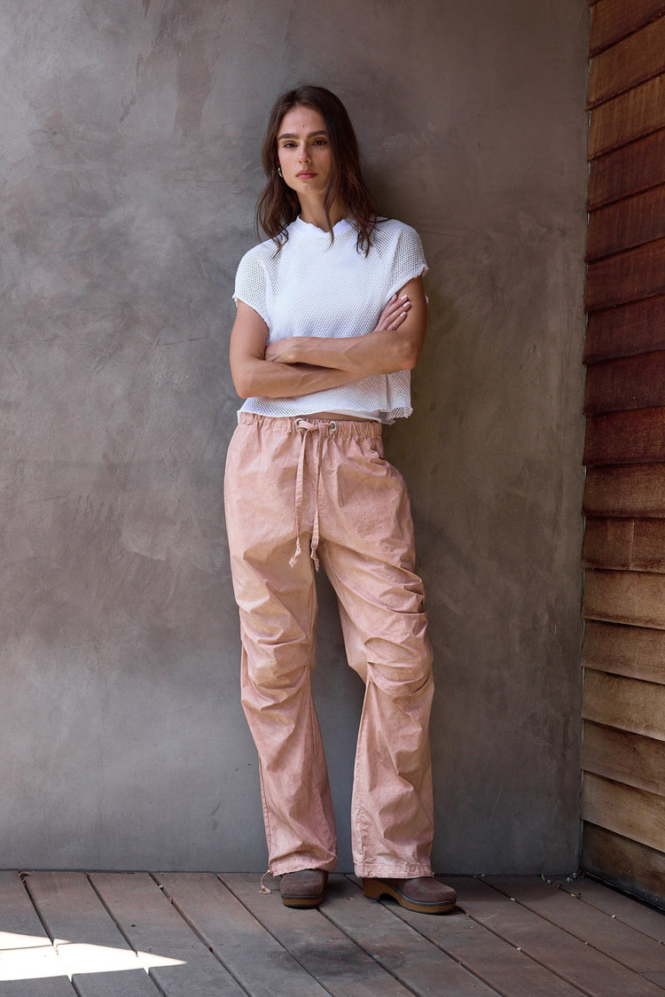 NSF Danny Relaxed Mineral Print Drawstring Pant - Rosy