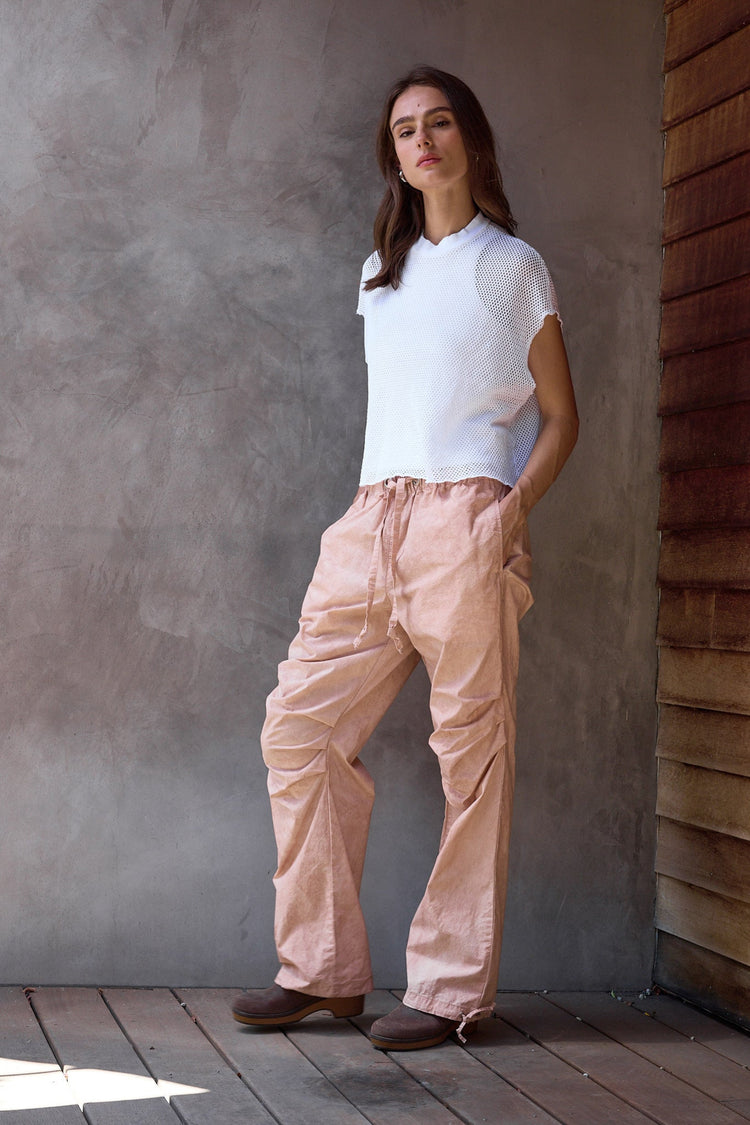 NSF Danny Relaxed Mineral Print Drawstring Pant - Rosy