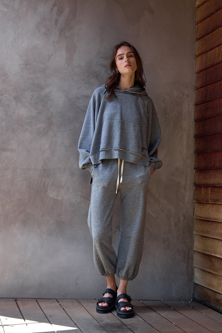 NSF Luma Oversize Melange Terry Poncho - Charcoal Heather Gray