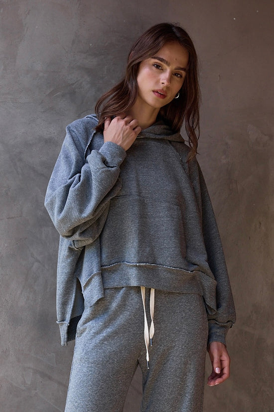 NSF Luma Oversize Melange Terry Poncho - Charcoal Heather Gray