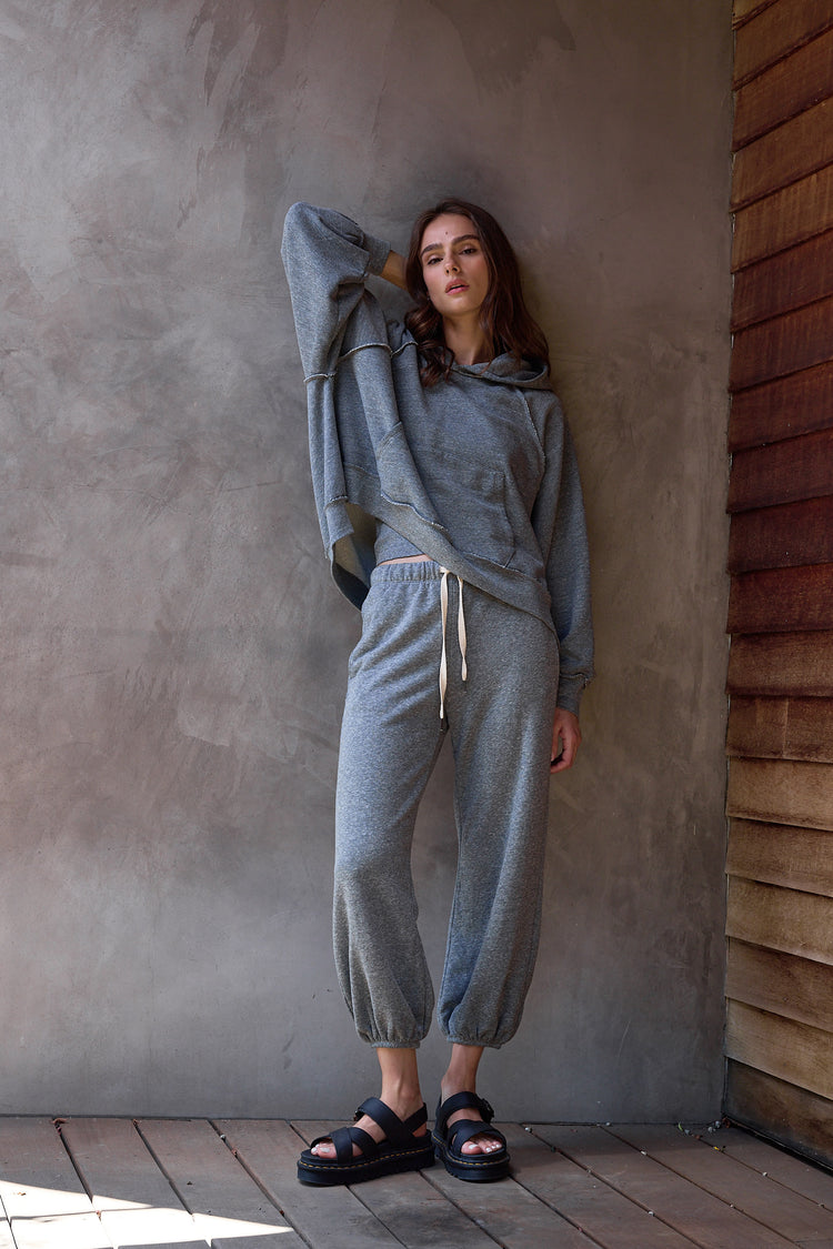 NSF Shane Billow Melange Terry Sweatpant - Charcoal Heather Gray