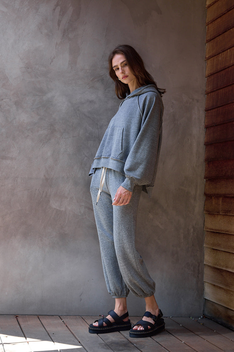 NSF Luma Oversize Melange Terry Poncho - Charcoal Heather Gray