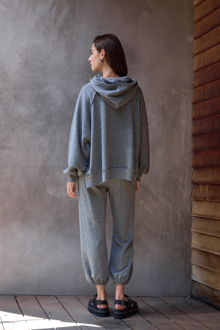 NSF Luma Oversize Melange Terry Poncho - Charcoal Heather Gray