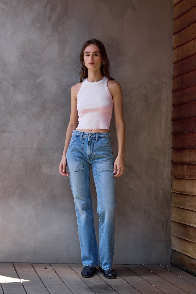 NSF Amaya Fitted Crop Rib Tank - Rosy