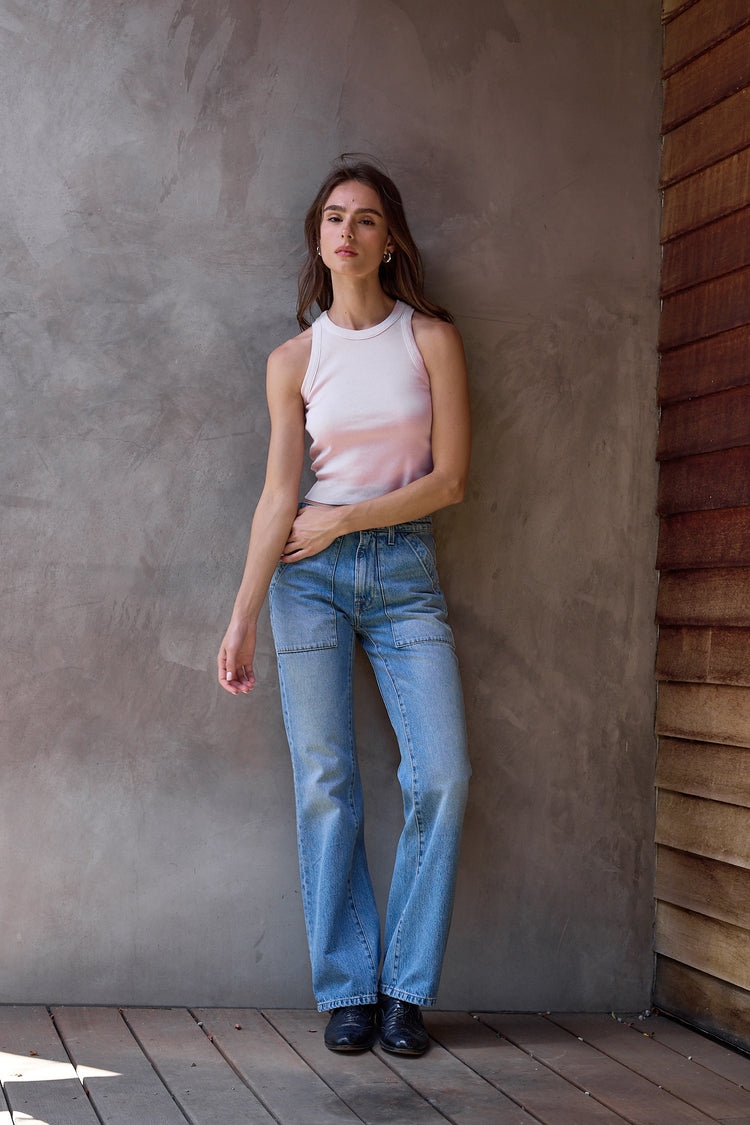 NSF Amaya Fitted Crop Rib Tank - Rosy