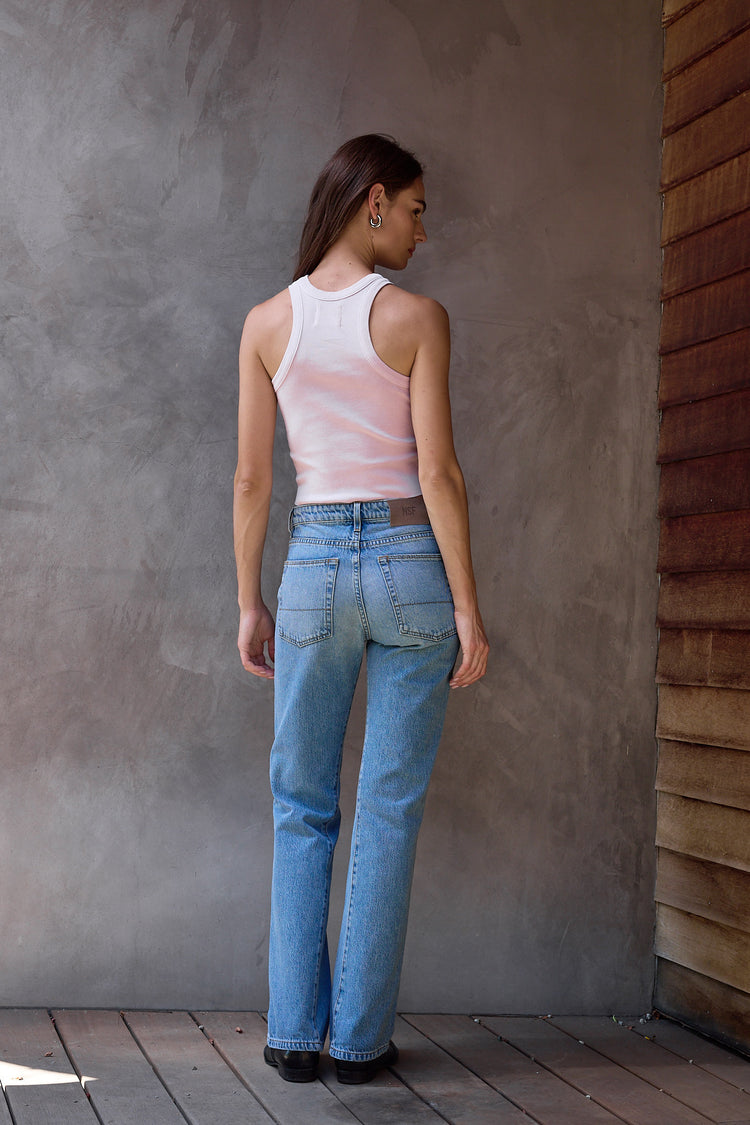 NSF Amaya Fitted Crop Rib Tank - Rosy