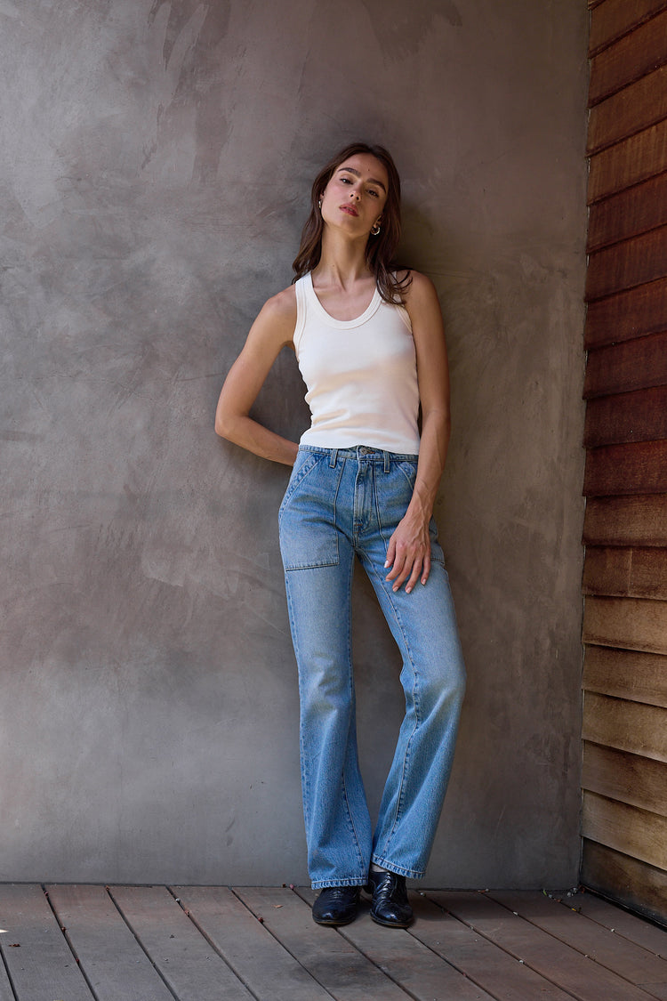 NSF Violet Fitted Baby Rib U Tank - Lemonade