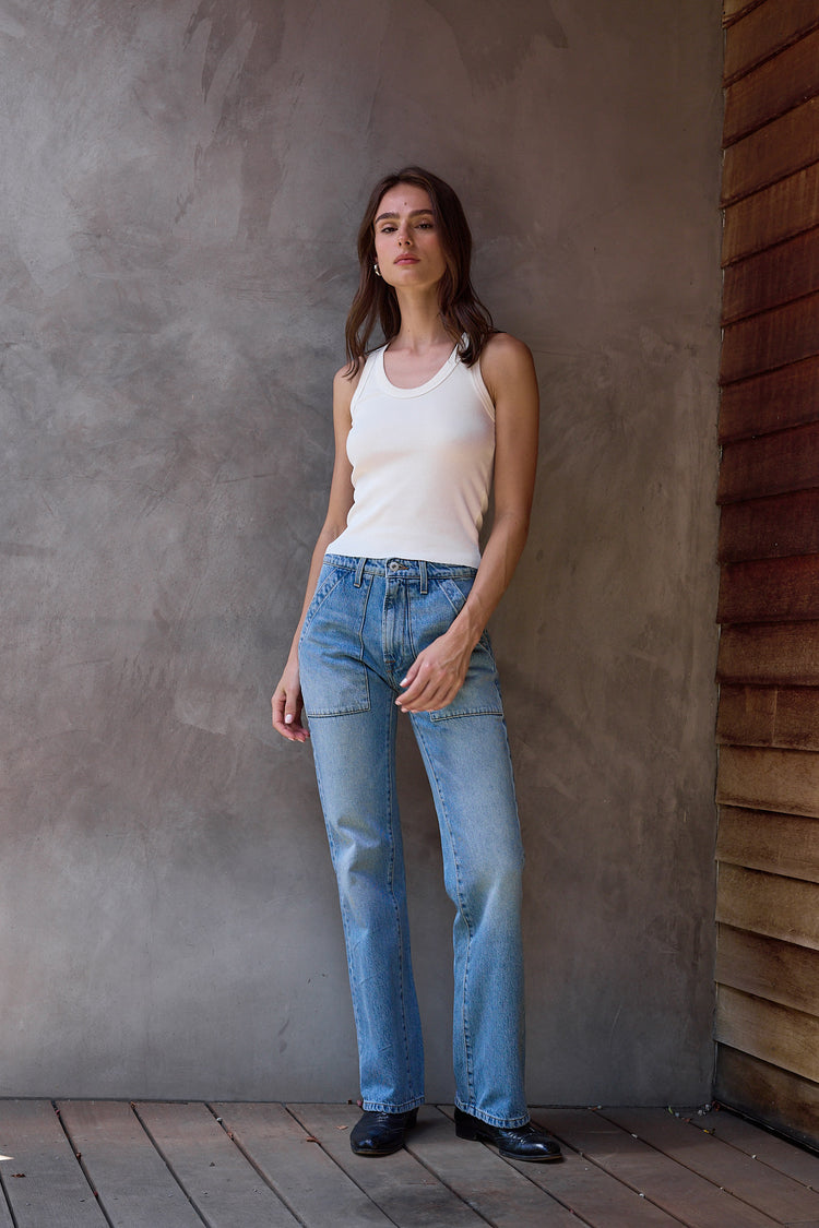 NSF Violet Fitted Baby Rib U Tank - Lemonade