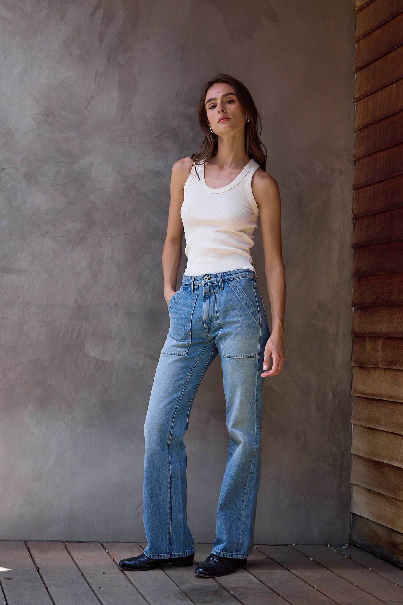 NSF Nix Mid Rise Paneled Boot Cut Jean - Coastal Wash – NSF