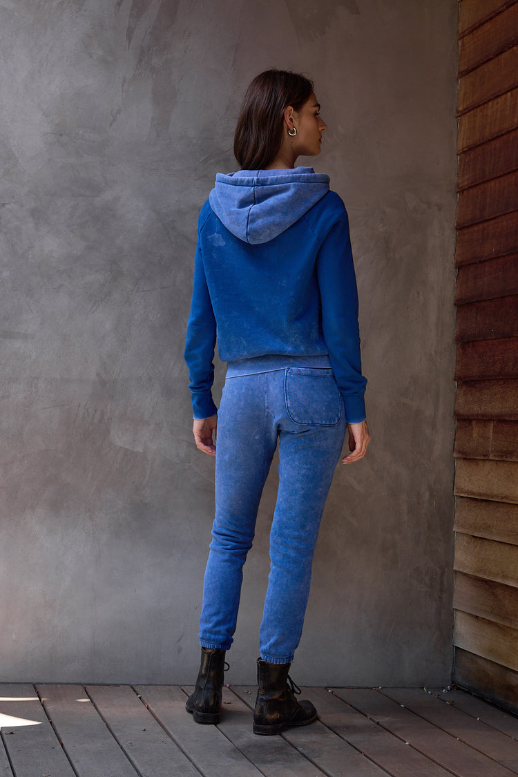 NSF Lisse Fitted Loop Terry Hoodie - Blue Reverse Perl