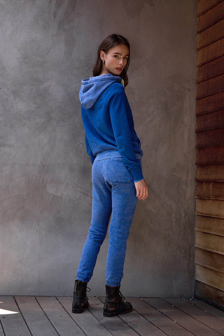 NSF Sayde Slim Loop Terry Sweatpant - Blue Reverse Perl