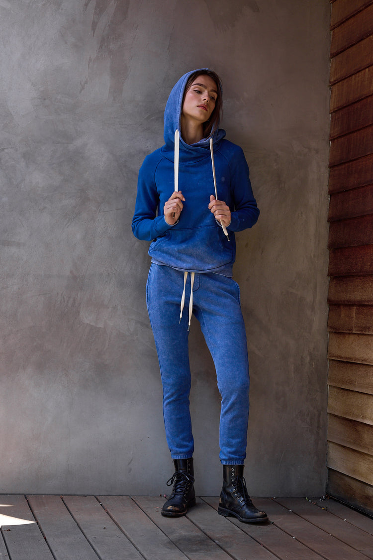 NSF Lisse Fitted Loop Terry Hoodie - Blue Reverse Perl