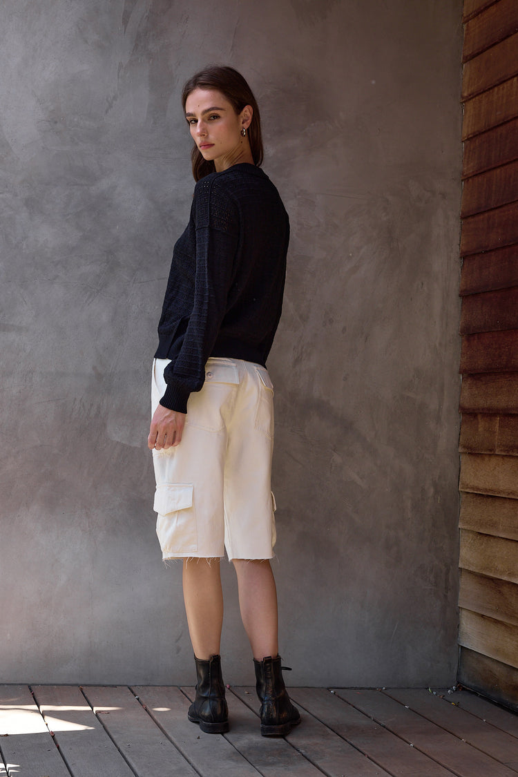 NSF Scout Relaxed Twill Cargo Culotte - Ivory