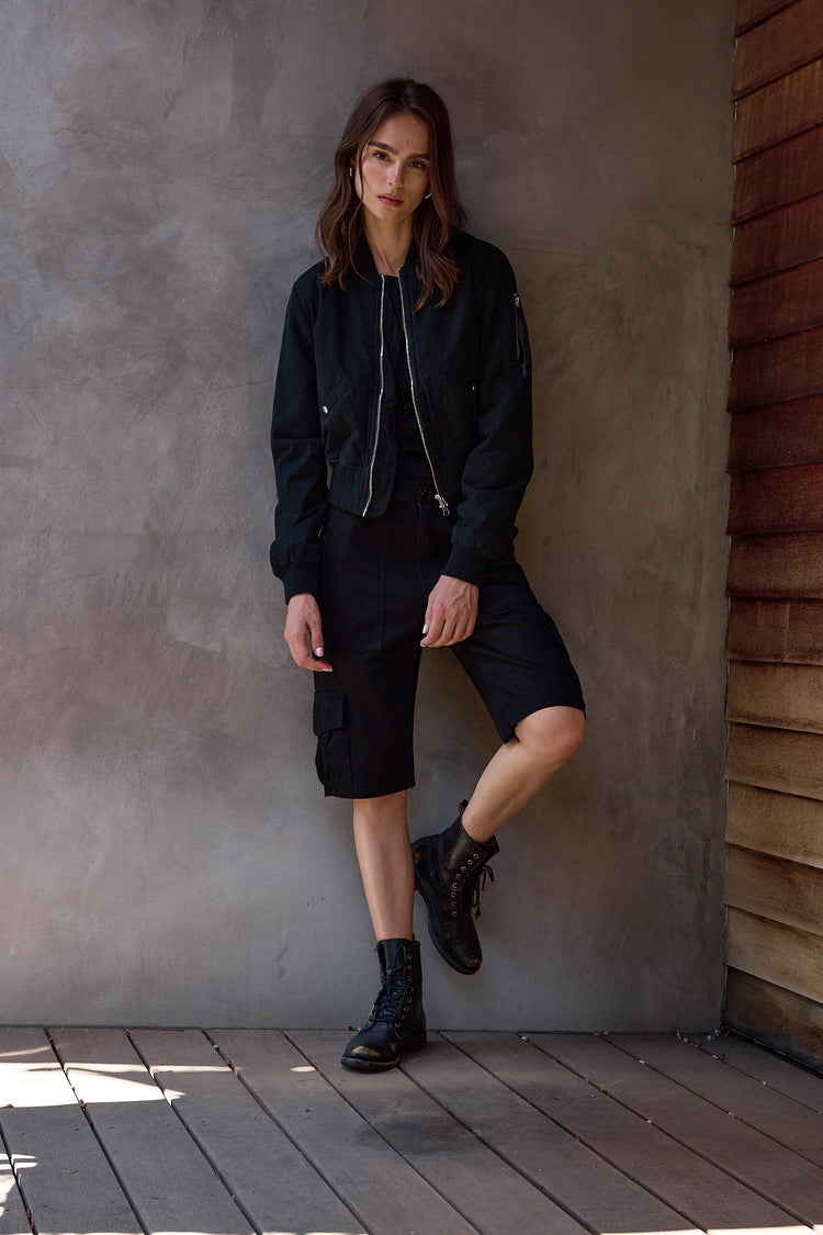 NSF Reyes Shrunken Quilted Canvas Bomber - Black