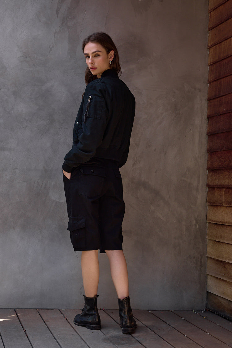 NSF Reyes Shrunken Quilted Canvas Bomber - Black