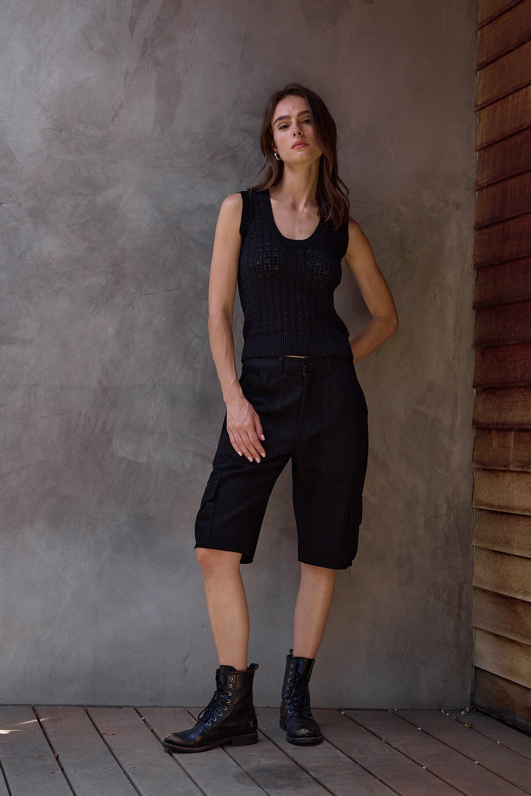 NSF Valeria Viscose Blend Crochet Tank Sweater - Black