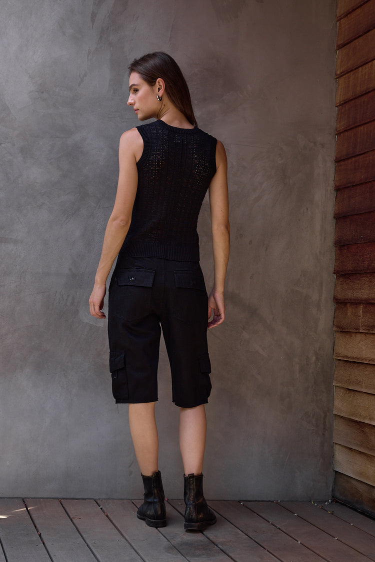 NSF Valeria Viscose Blend Crochet Tank Sweater - Black