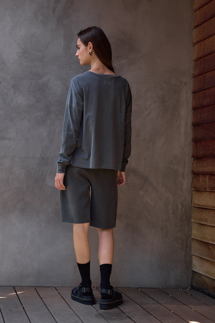 NSF Abby Loose Fit Fine Jersey Tee - Faded Black