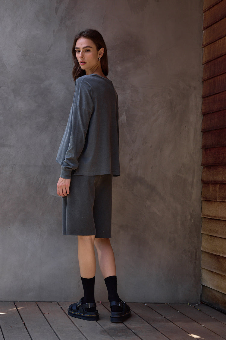 NSF Abby Loose Fit Fine Jersey Tee - Faded Black