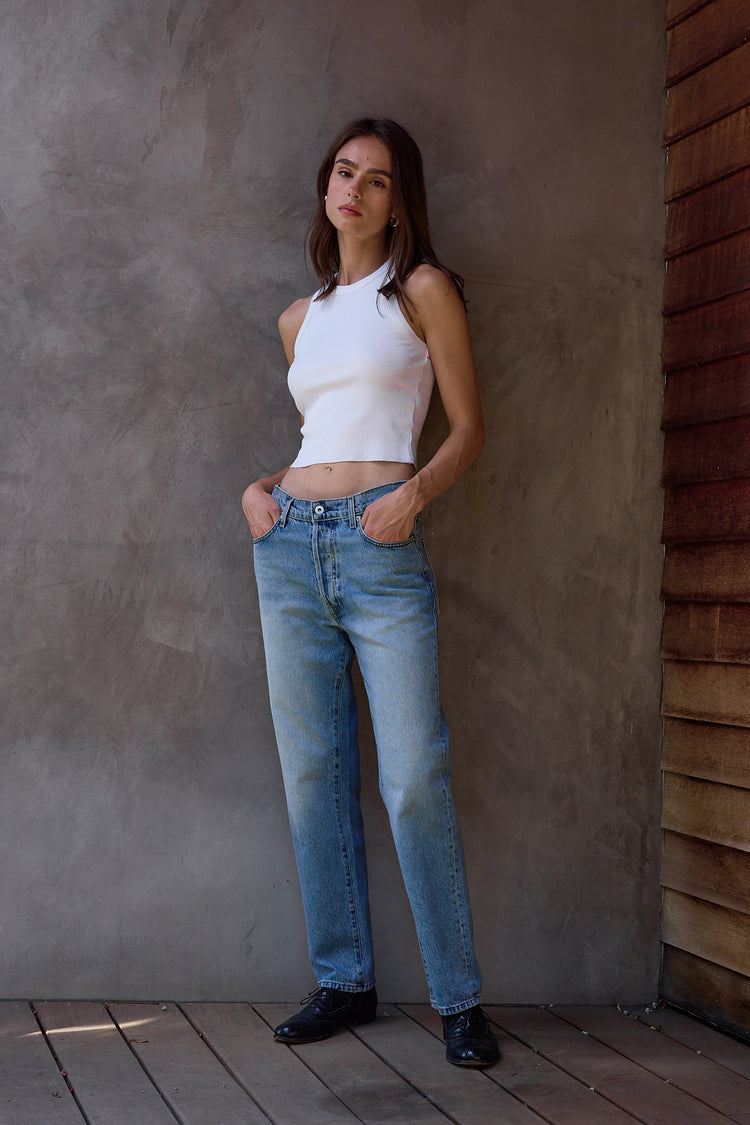 NSF Amaya Fitted Crop Rib Tank - Soft White