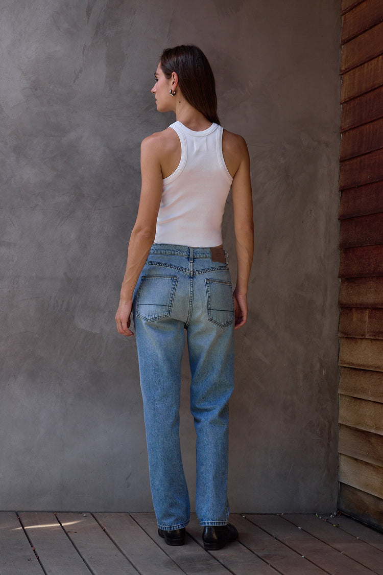 NSF Amaya Fitted Crop Rib Tank - Soft White