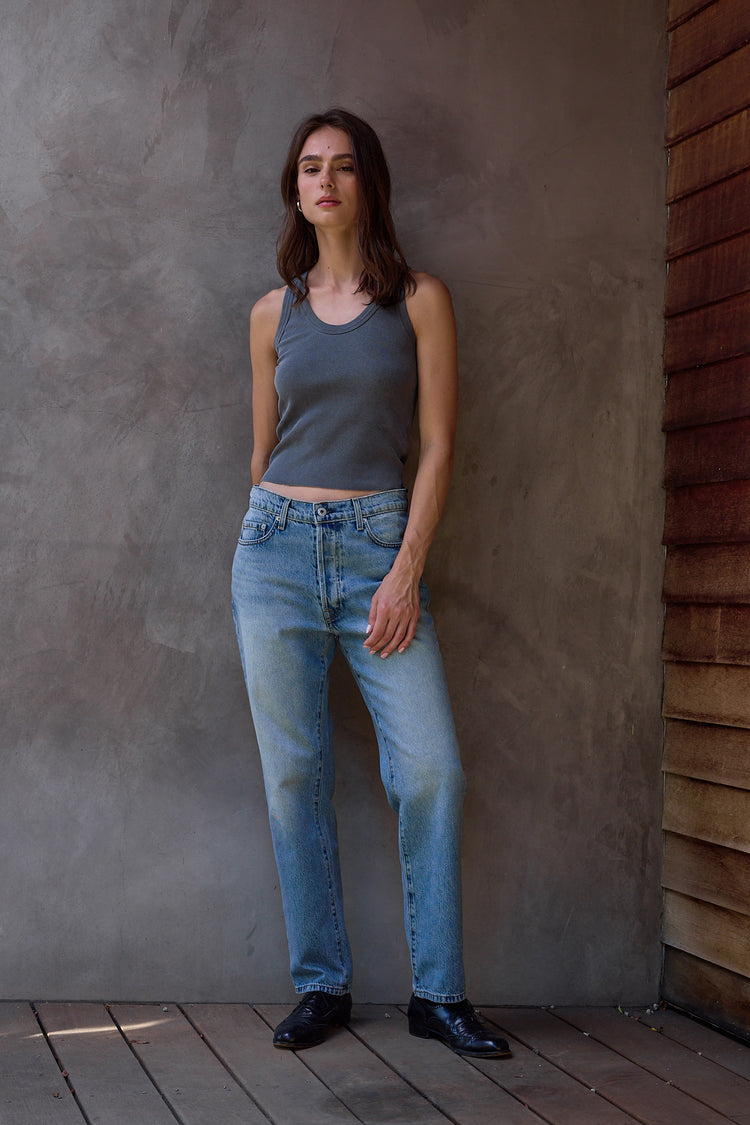 NSF Violet Fitted Baby Rib U Tank - Faded Black