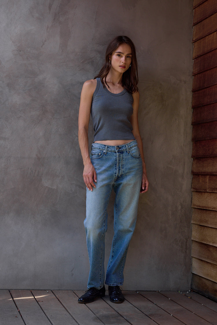 NSF Violet Fitted Baby Rib U Tank - Faded Black