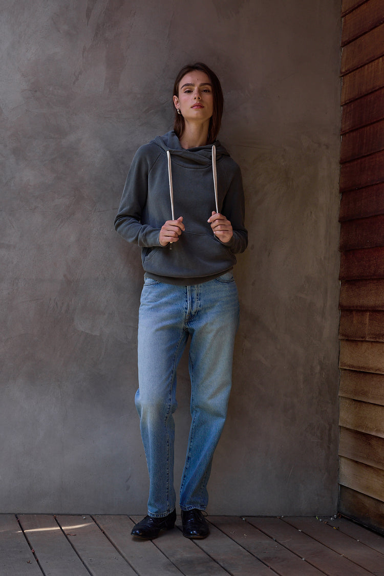 NSF Lisse Fitted Loop Terry Hoodie - Faded Black