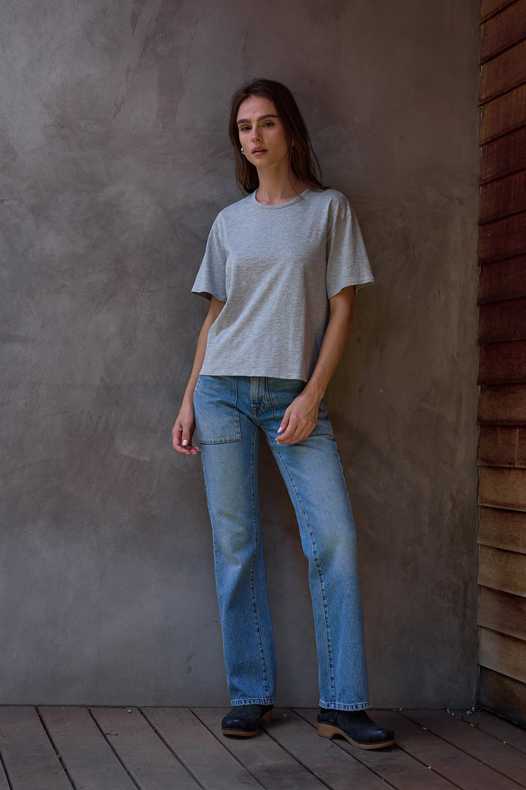 NSF Harper Boxy Vintage Jersey Tee - Heather Gray