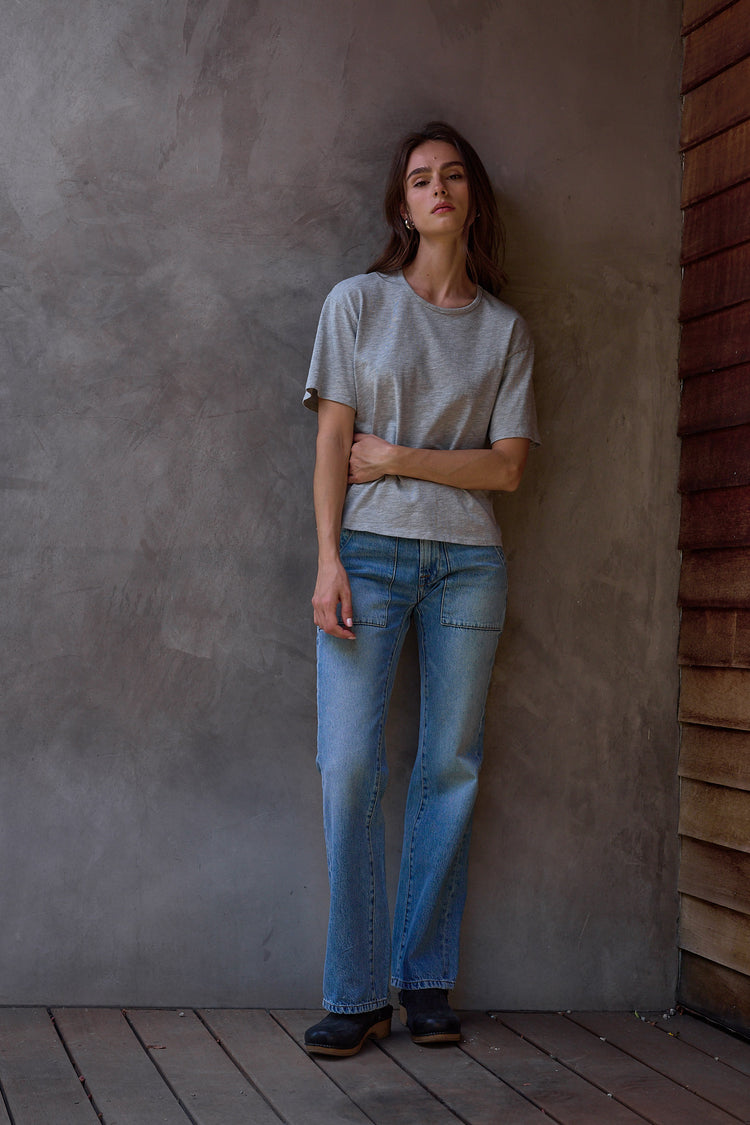 NSF Harper Boxy Vintage Jersey Tee - Heather Gray