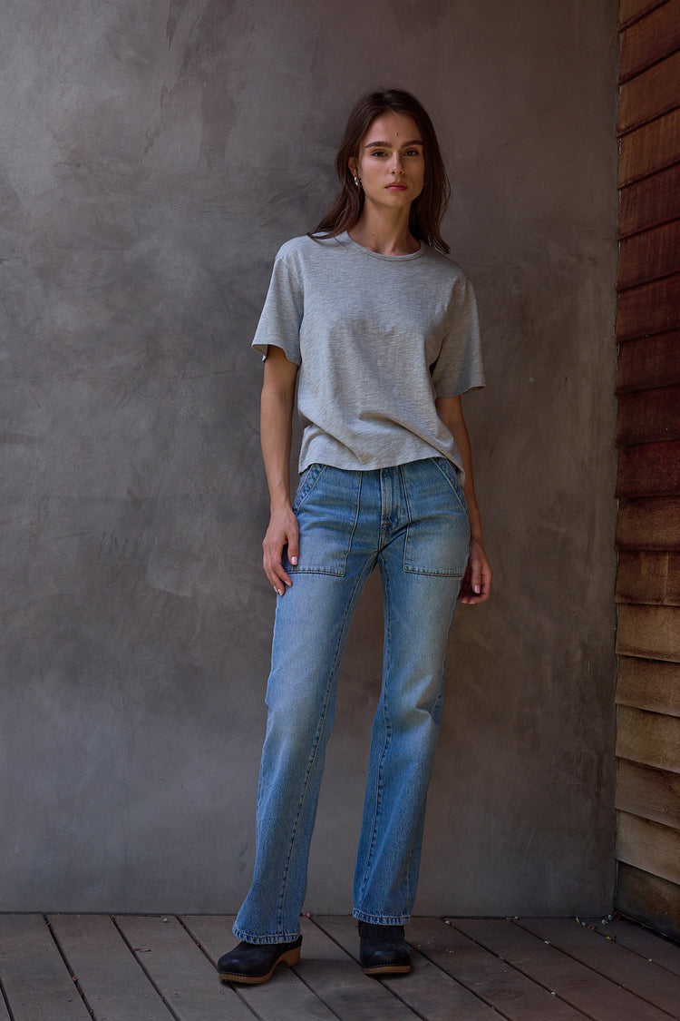 NSF Harper Boxy Vintage Jersey Tee - Heather Gray