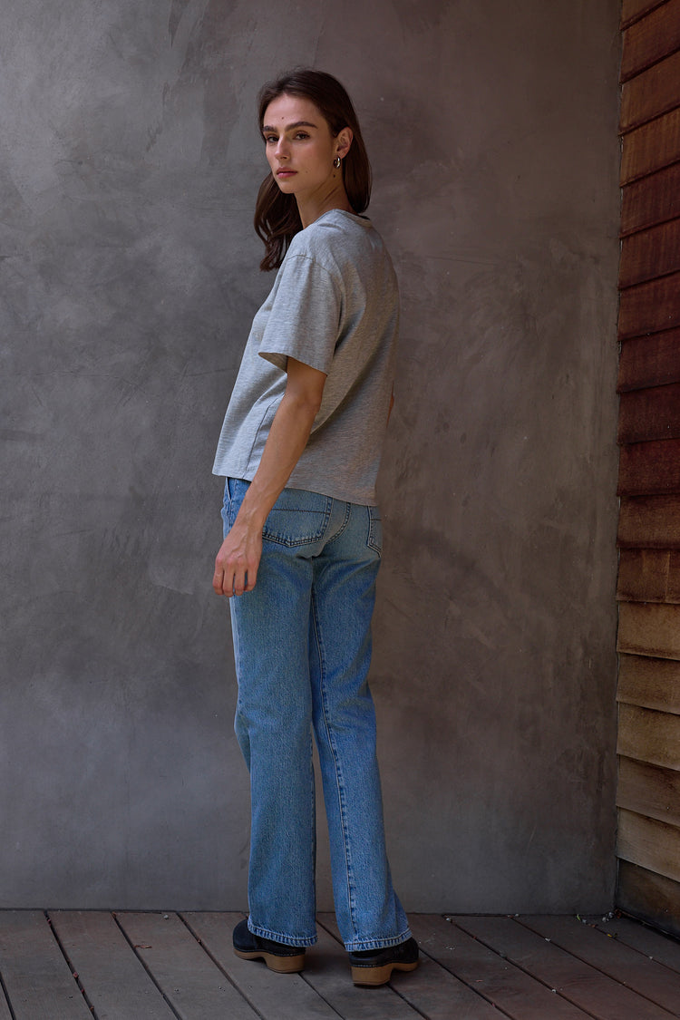 NSF Harper Boxy Vintage Jersey Tee - Heather Gray