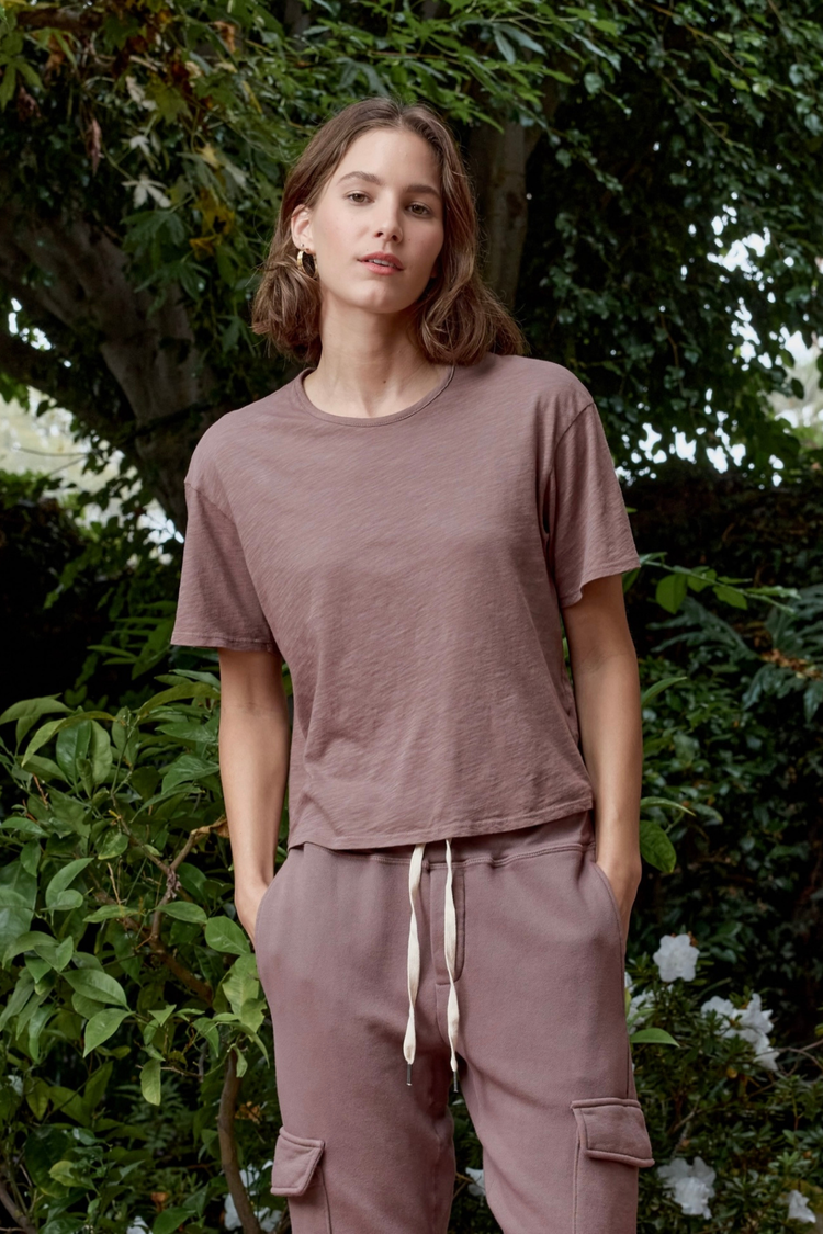 NSF Harper Boxy Slub Jersey Tee / Deep Taupe