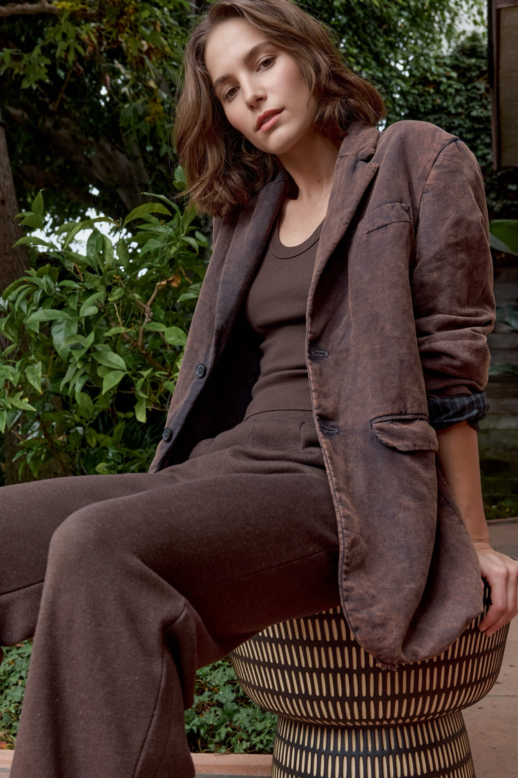 NSF Seville Linen Cotton Oversized Blazer - Rusty Storm