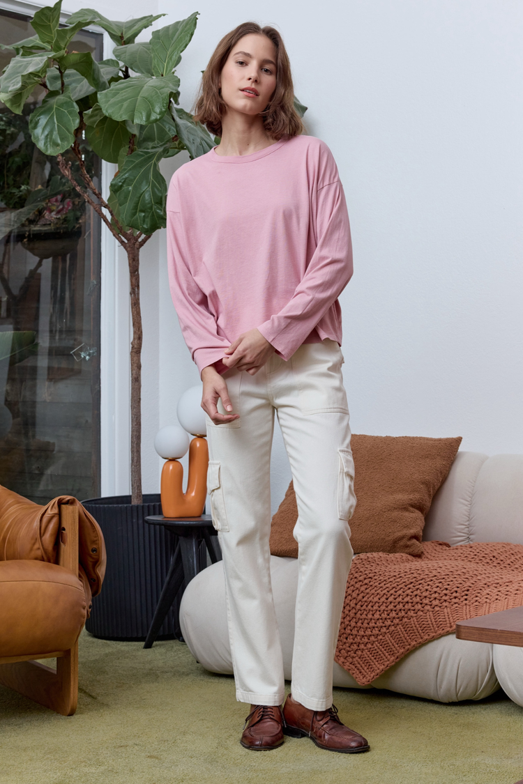 NSF Loffler Boxy Fine Jersey Tee - Mallow