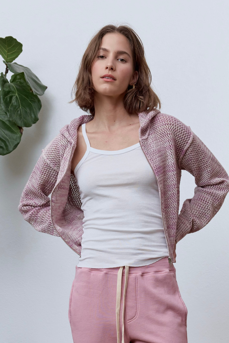 NSF Mills Painted Cotton Zip Hoodie Sweater - Lavender