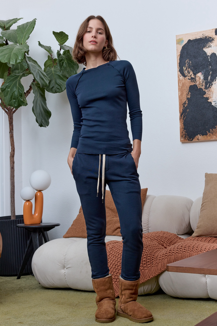 NSF Aria Fitted Baby Rib Raglan Tee - Eclipse