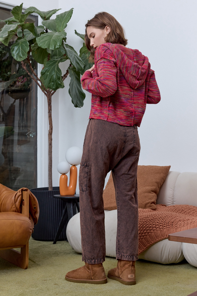 NSF Mills Painted Cotton Zip Hoodie Sweater - Red