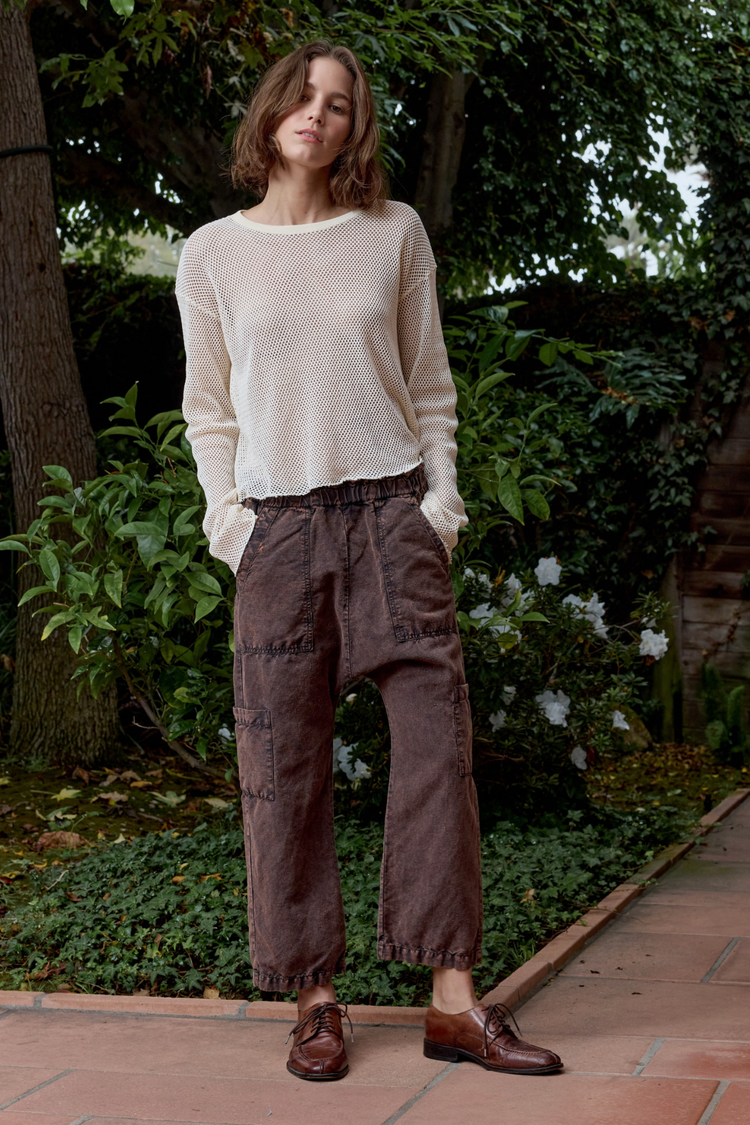 NSF Shailey Paperbag Waist Linen Cotton Pant - Rusty Storm