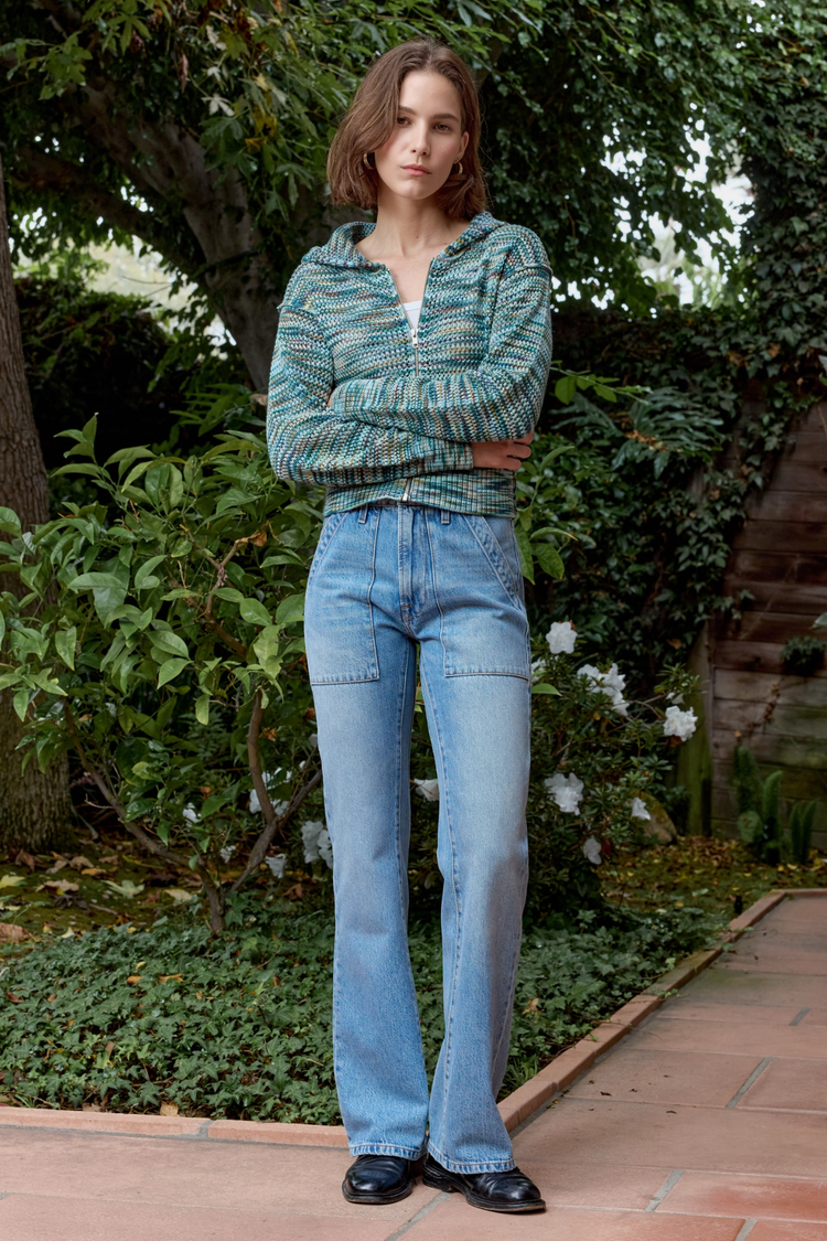 NSF Mills Painted Cotton Zip Hoodie Sweater - Teal