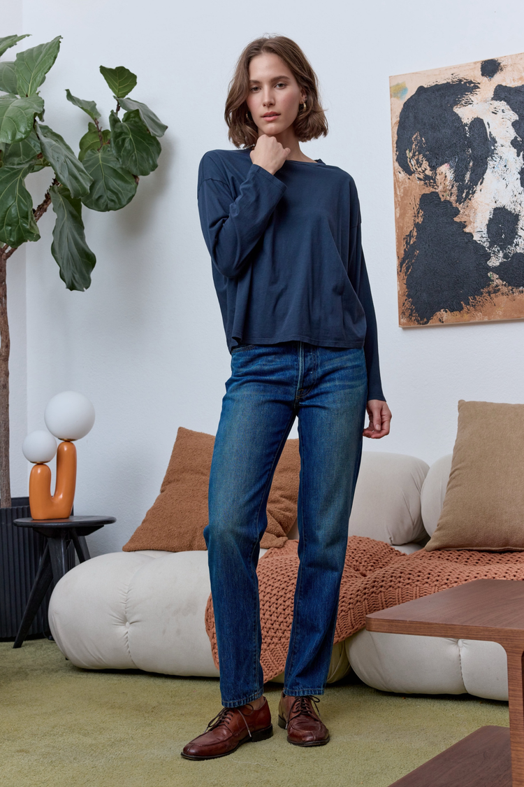 NSF Loffler Boxy Fine Jersey Tee - Eclipse