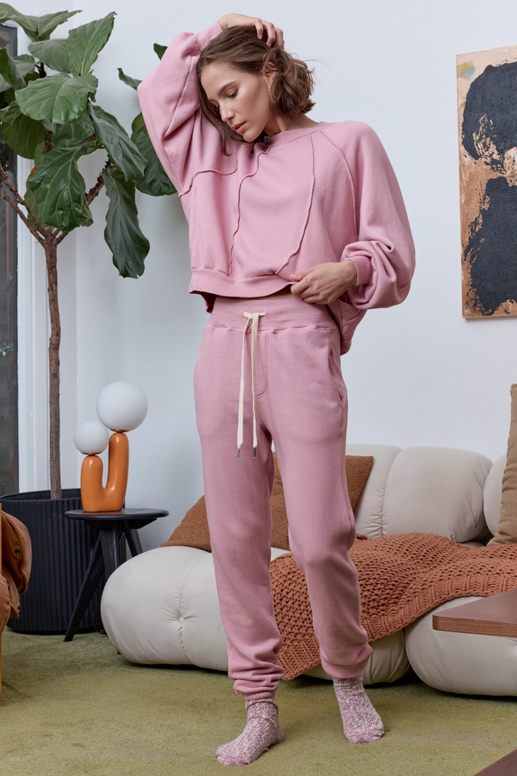 NSF Isabella High Waist Cloud Fleece Sweatpant - Mallow