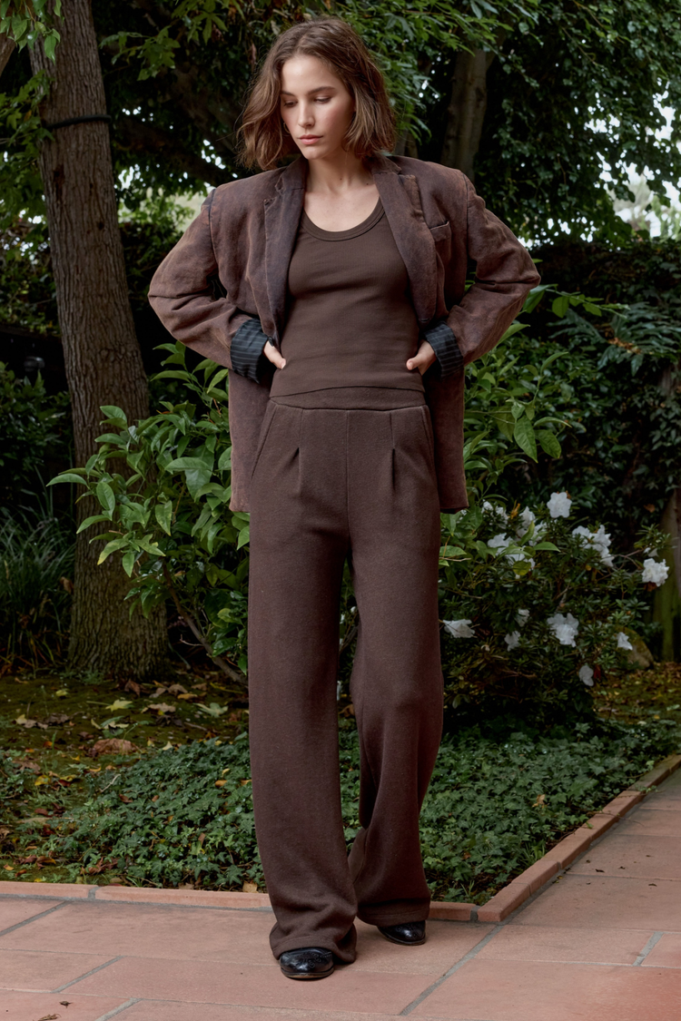 NSF Violet Fitted Baby Rib U Tank - Coffee