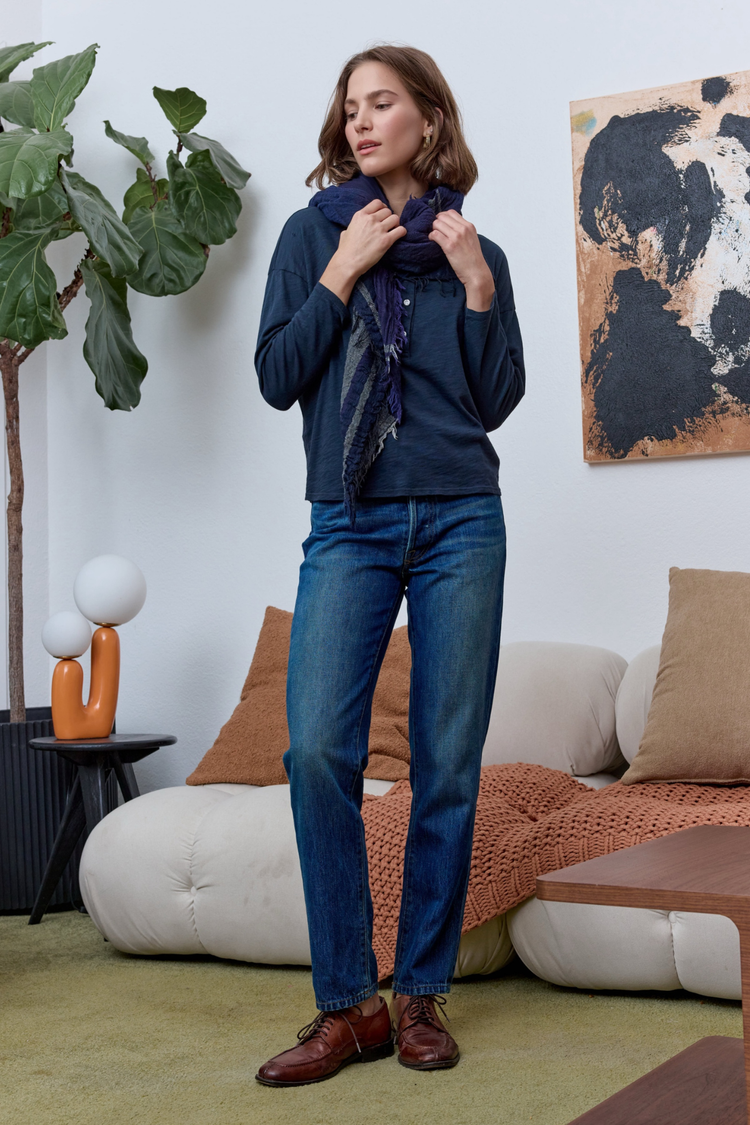 NSF Hazel Boxy Slub Jersey Henley - Eclipse