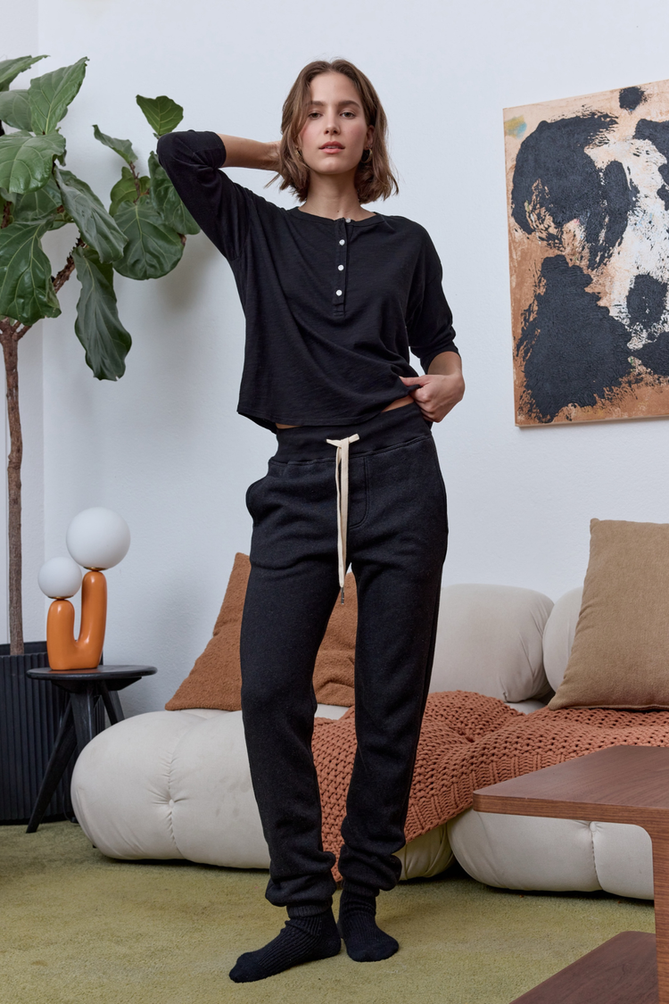 NSF Isabella High Waist Cloud Fleece Sweatpant - Black